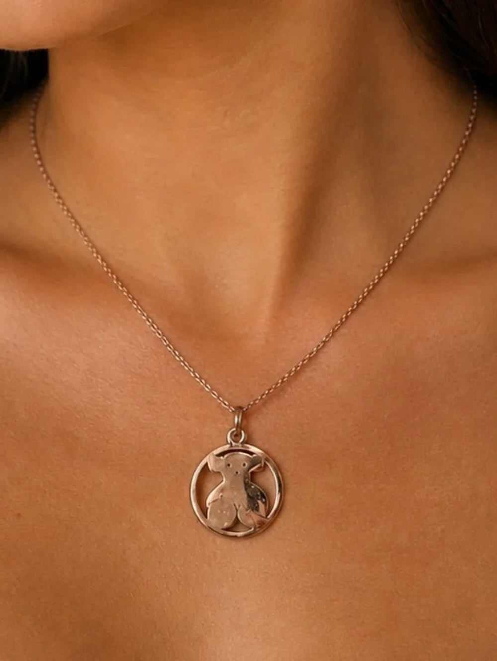 Tous Signature Bear Pendant & Chain Rose 18k Gold Plated Spanish Luxury Jewelry